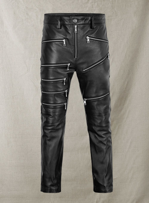 Leather Zipper Jeans - Style # 9 : LeatherCult