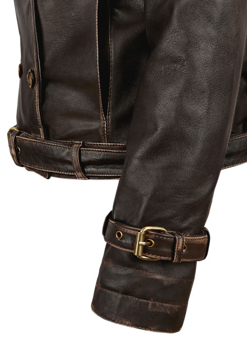 (image for) Rubbed Brown Captain America Scarlett Johansson Leather Jacket - Click Image to Close