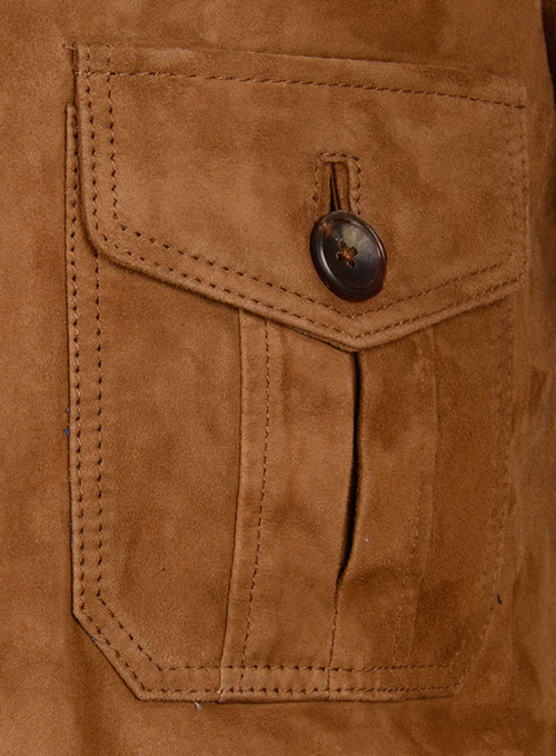 (image for) Soft Caramel Brown Suede Leather Blazer - #712 - Click Image to Close