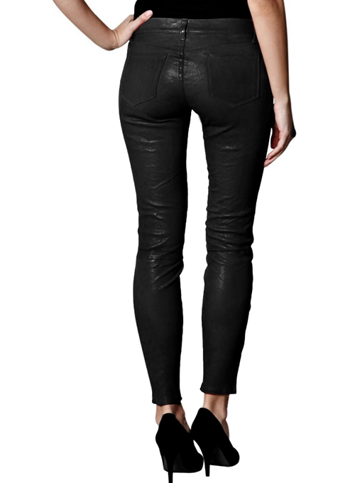 navy leather jeans