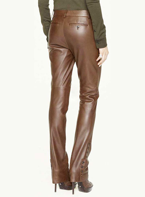 tan leather jeans