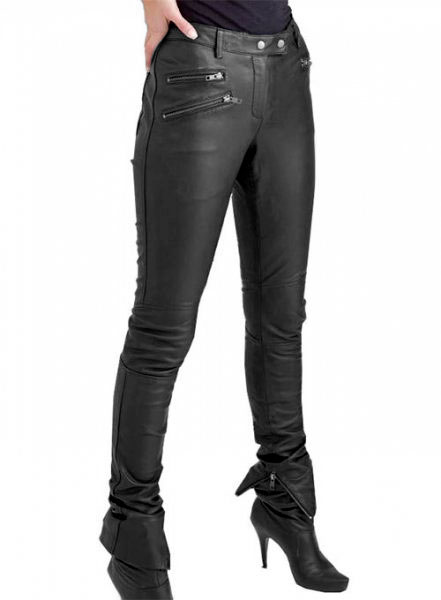 blue leather jeans