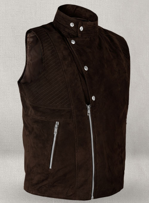 (image for) Soft Dark Brown Suede Leather Vest # 354