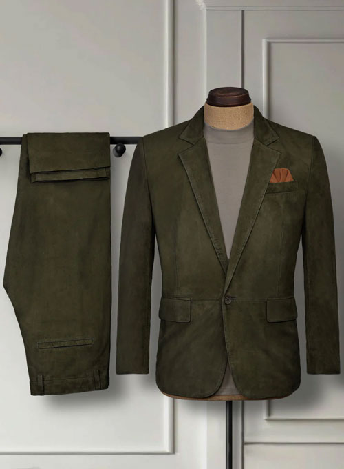 (image for) Olive Green Suede Leather Suit
