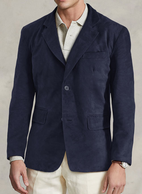 (image for) Dark Slate Purple Suede Leather Blazer - Click Image to Close