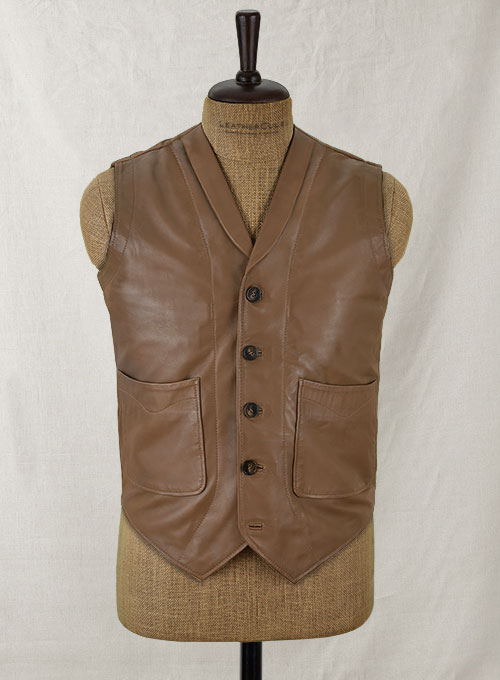 Shawl Lapel Leather Vest : LeatherCult
