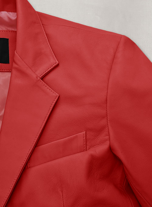 (image for) Soft Tango Red Leather Blazer - Click Image to Close