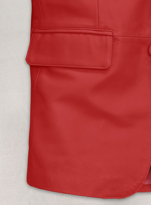 (image for) Soft Tango Red Leather Blazer - Click Image to Close