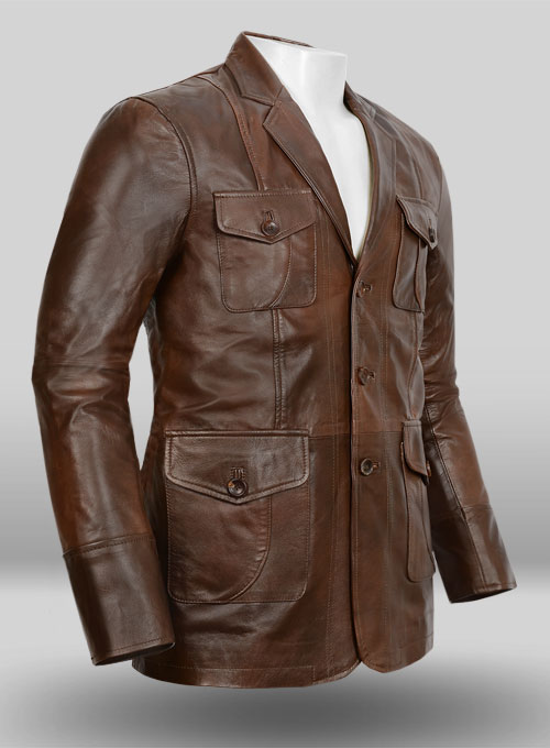 Spanish Brown Leather Blazer - #716 : LeatherCult