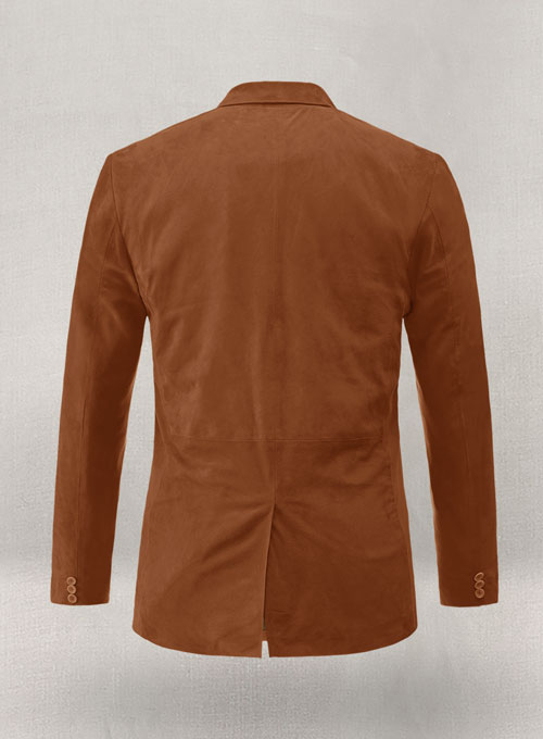 (image for) Tan Brown Suede Leather Blazer - Click Image to Close