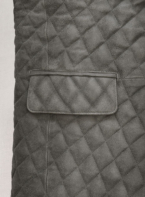 (image for) Vintage Dirty Gray Bocelli Quilted Leather Blazer