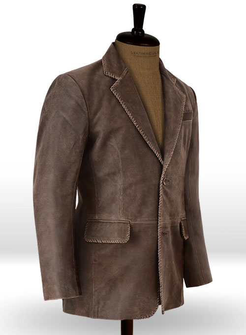 (image for) Vintage Brown Grain Medieval Leather Blazer - Click Image to Close
