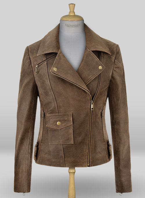 (image for) Vintage Gravel Brown Leather Jacket # 263