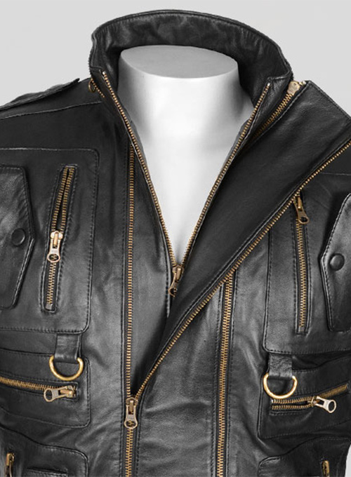 (image for) Thick Black Leather Jacket # 641 - Click Image to Close