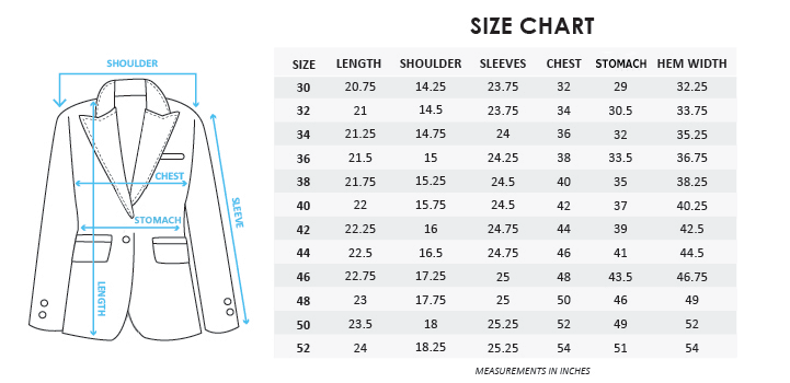 Men's Jacket Size Chart & Coat Sizes